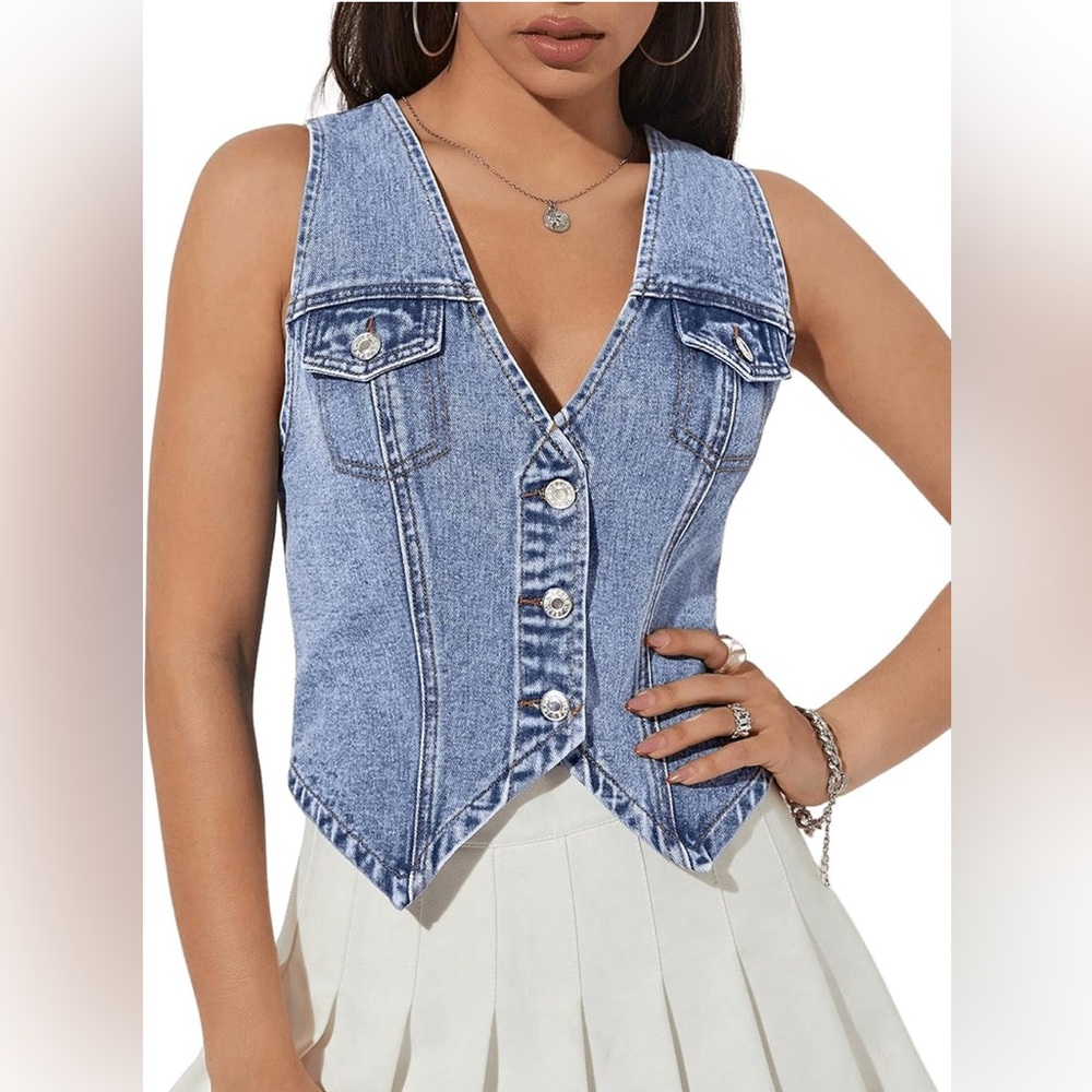 Women Sleveless Denim Vest